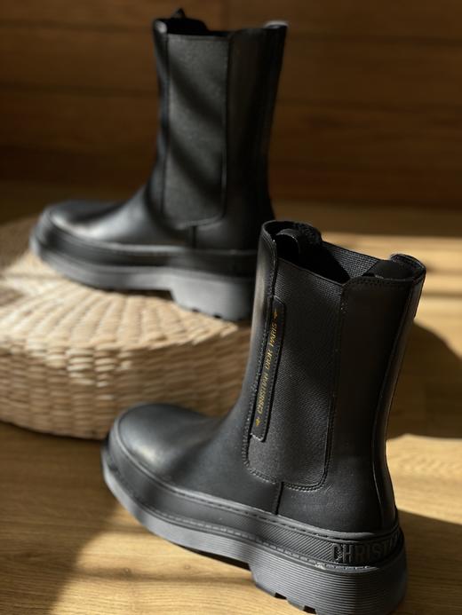 小牛皮切尔西靴 字母乳胶底更软舒适防滑纯皮靴 商品图3