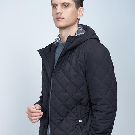 【男士连帽外套】22年秋冬新品男士保暖外套时尚菱形格纹保暖棉服 商品图1