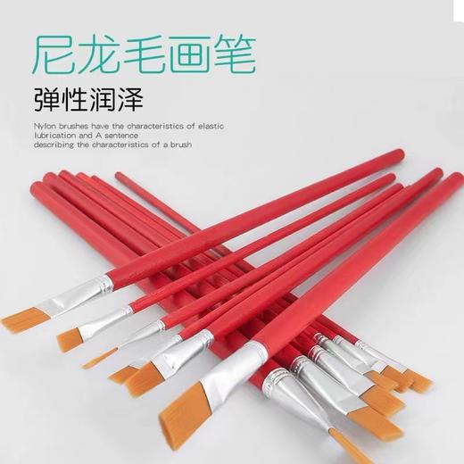 红杆尼龙油画笔水彩笔扁平头尼龙毛刷24681012号多种型号学生美术色彩笔刷 商品图0