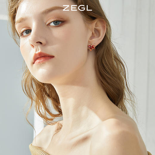 ZEGL红色枫叶耳环女2022年新款潮小众设计感高级耳钉925银针耳饰 商品图1