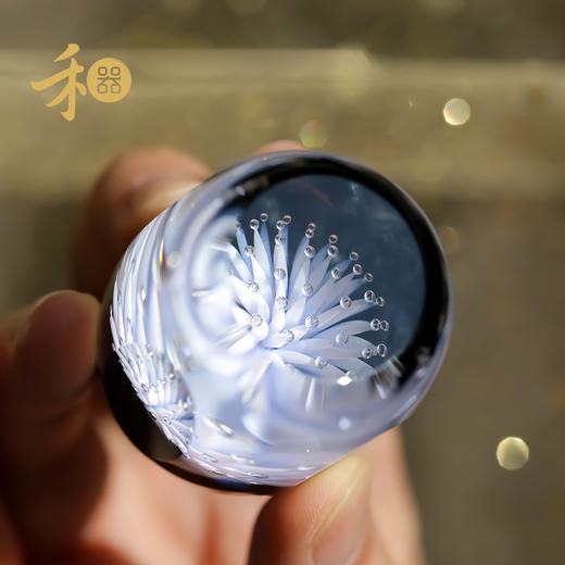 禾器花语玉华盖置耐热玻璃高端盖子配件茶具高档手工摆件盖托 商品图0