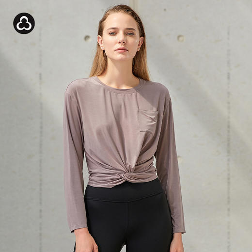 TITIKA ACTIVE户外运动瑜伽休闲长袖T恤纯色修身套头衫29T11028 商品图2