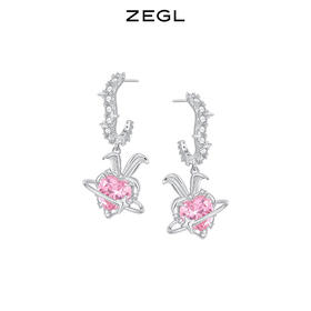 ZEGL设计师小甜兔系列爱心兔子耳环女2022年新款耳钉银针秋冬耳饰