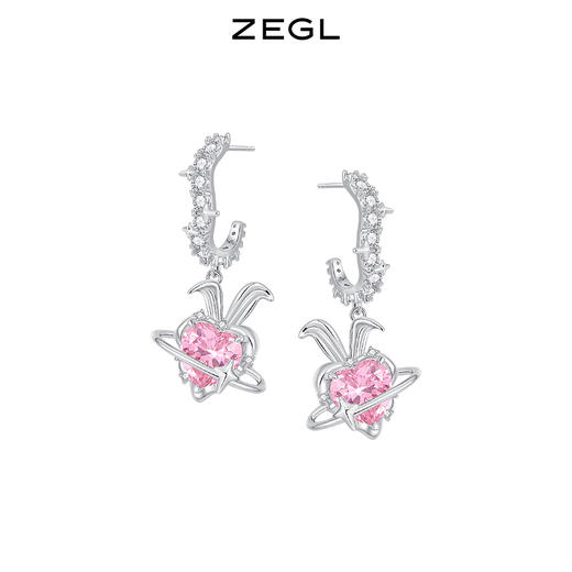 ZEGL设计师小甜兔系列爱心兔子耳环女2022年新款耳钉银针秋冬耳饰 商品图0