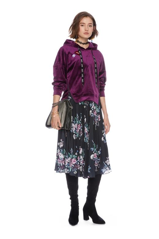 SUMMER & SAGE 紫色丝绒连帽卫衣 4773 商品图1