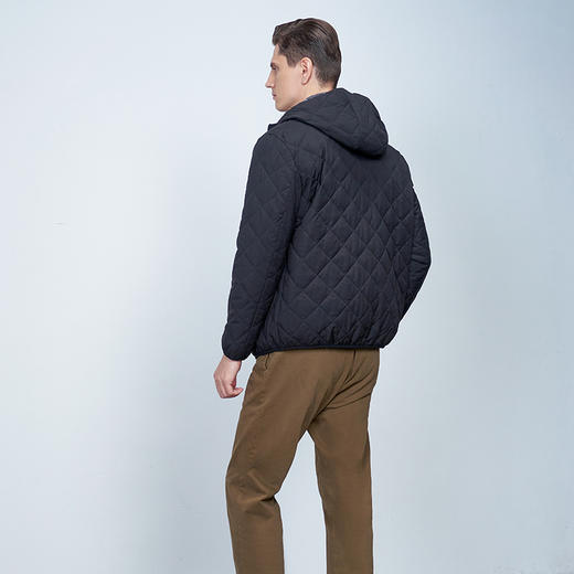 【男士连帽外套】22年秋冬新品男士保暖外套时尚菱形格纹保暖棉服 商品图2