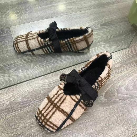 IUIU SECOND 小香风菱格车线毛毛鞋保暖乐福鞋女冬 U21CM36491 商品图0