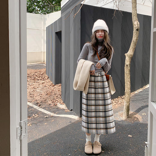 【179元任选2件】最后一波现货！高腰格子中长款半裙子 商品图6