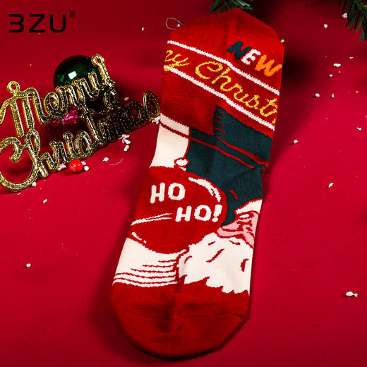 【任选6双99.5】足装秀冬季女款棉质长袜子圣诞袜节日礼物提花中邦女袜 商品图4