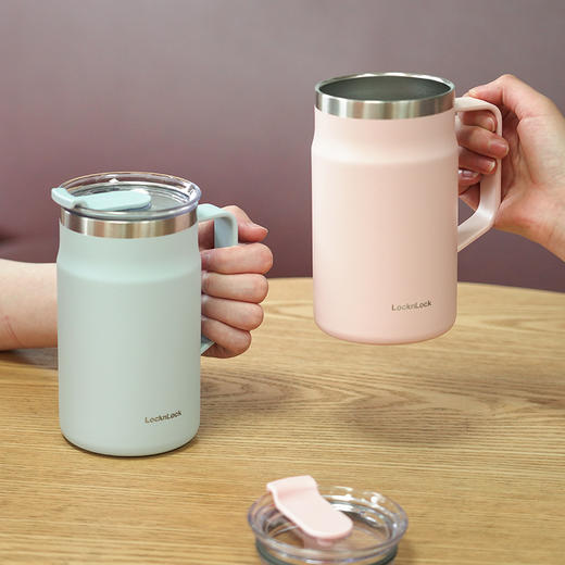 乐扣乐扣马克杯保冷保温杯304不锈钢咖啡杯带盖办公室水杯女 商品图3