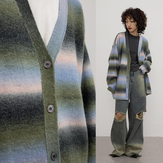 CryingCenter 湖水蓝绿渐变针织开衫 哭喊中心 商品图1