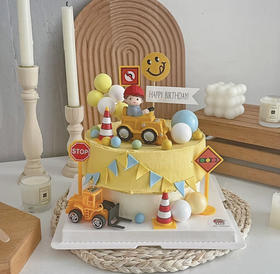 勾机车小男孩蛋糕