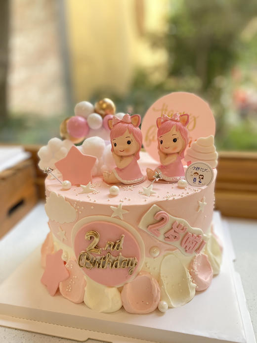 女孩双胞胎天使奶油蛋糕 下单前请仔细阅读商品详情 商品图0