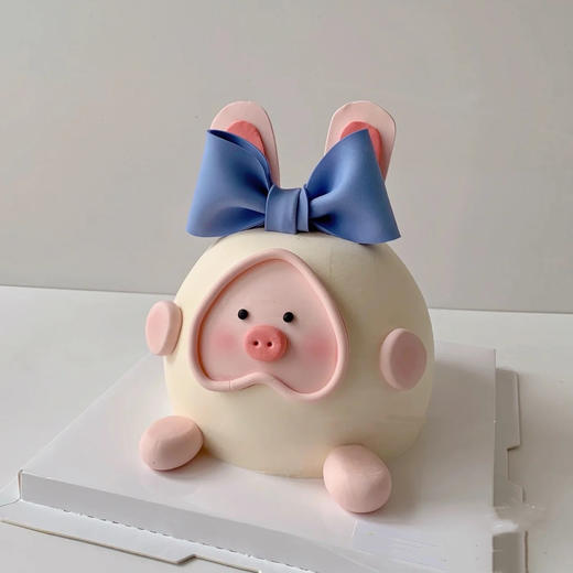 可爱立体翻糖蝴蝶猪猪蛋糕(默认1.5磅）加高款 商品图0