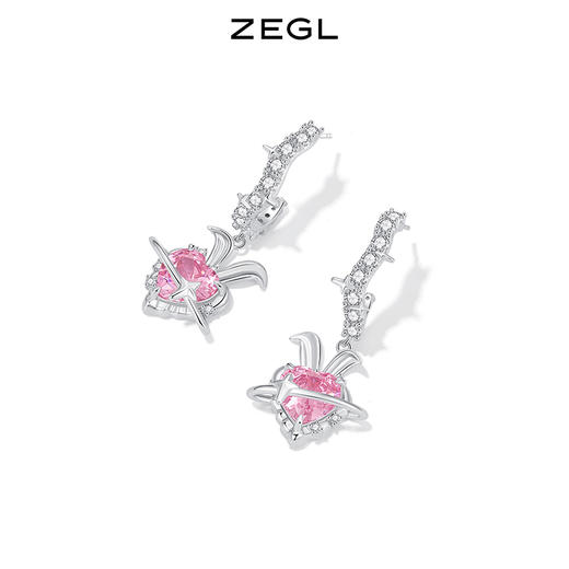 ZEGL设计师小甜兔系列爱心兔子耳环女2022年新款耳钉银针秋冬耳饰 商品图1