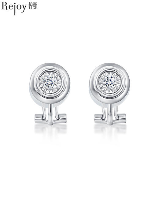 【天猫同款】悦甄 18k金钻石耳夹 圆漾K白 商品图0