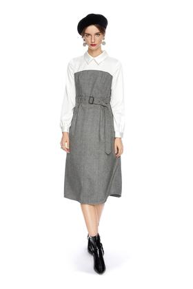 SUMMER & SAGE 拼接束腰连衣裙 4726