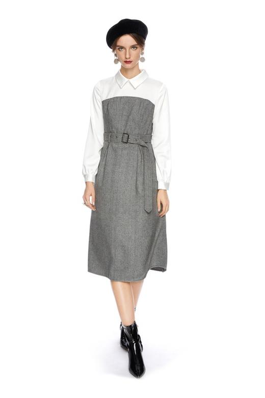 SUMMER & SAGE 拼接束腰连衣裙 4726 商品图0