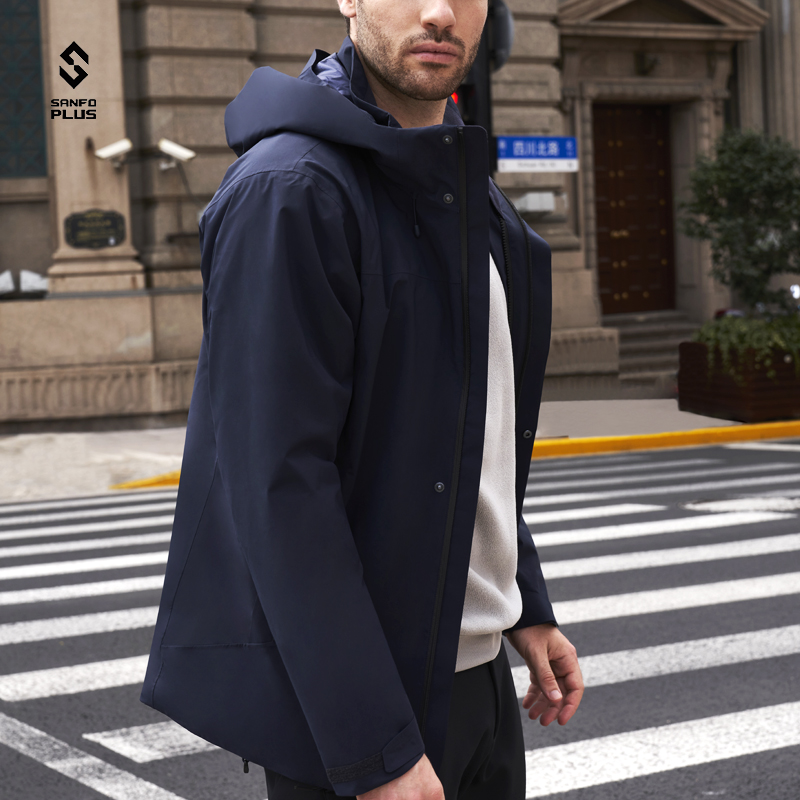 SANFO PLUS男款暗夜鹅绒三合一冲锋衣 保暖防风防雨  21080