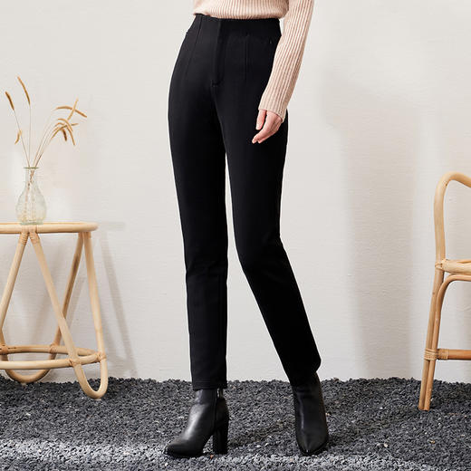 EITIE爱特爱高腰小脚保暖羽绒休闲裤显瘦黑色百搭通勤冬新款D2205007 商品图3