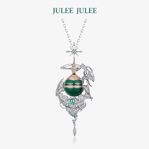 【森灵】JULEE JULEE茱俪珠宝 18k金孔雀石祖母绿钻石吊坠/手链/耳饰套装 商品图0