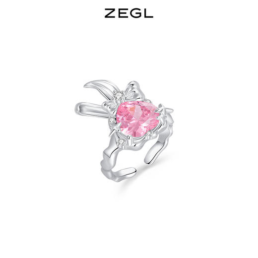ZEGL设计师小甜兔系列蝴蝶结兔子戒指女小众设计指环开口食指戒子 商品图1
