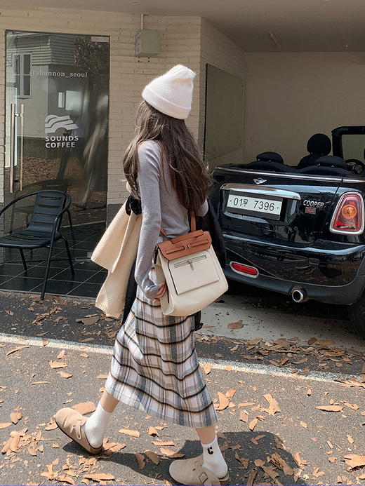 【179元任选2件】最后一波现货！高腰格子中长款半裙子 商品图2