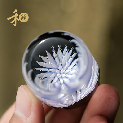 禾器花语玉华盖置耐热玻璃高端盖子配件茶具高档手工摆件盖托 商品图5