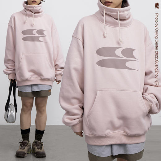 CryingCenter哭喊泪粉色高领包裹领保暖加绒加厚卫衣 哭喊中心 商品图0