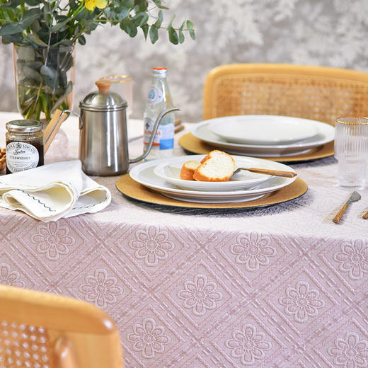 马其顿系列长方形桌布菱形浮雕印花精致台布 商品图3