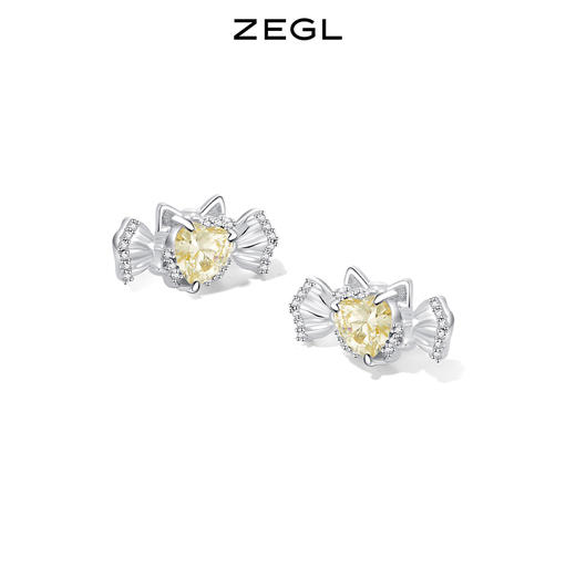 ZEGL设计师猫猫杂货铺系列猫咪蝴蝶结耳钉 商品图1