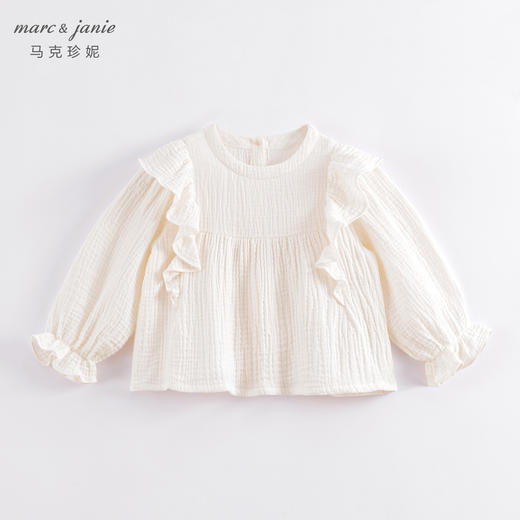 马克珍妮春装新款 女童荷叶边全棉小衫 儿童娃娃衫230182 商品图0