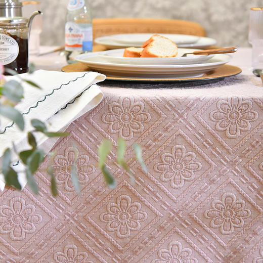 马其顿系列长方形桌布菱形浮雕印花精致台布 商品图2