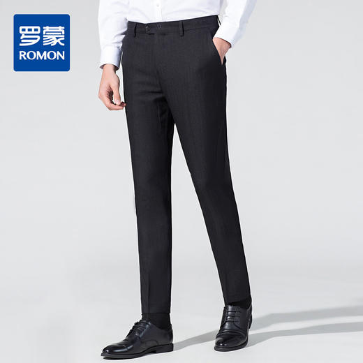 罗蒙秋冬款休闲裤男士纯色百搭商务通勤抗皱免烫男长裤 商品图2
