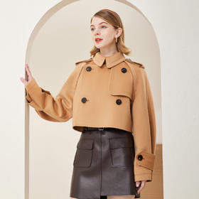 [MD906]斯尔丽瑟俪2022年冬上新短款风衣式大衣外套