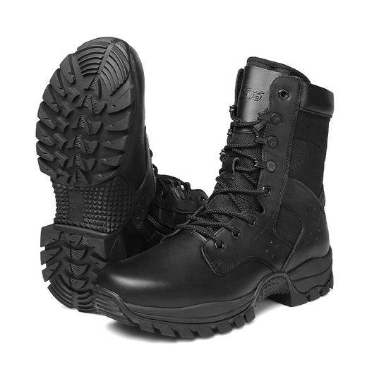 强人3515新式户外训练靴男高帮工装靴子黑色越野登山靴侧拉链 商品图12