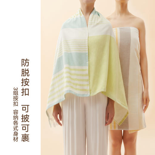 日本 HOYO厚祐 布艺横条浴巾 绿色/黄色 双生云织 商品图2