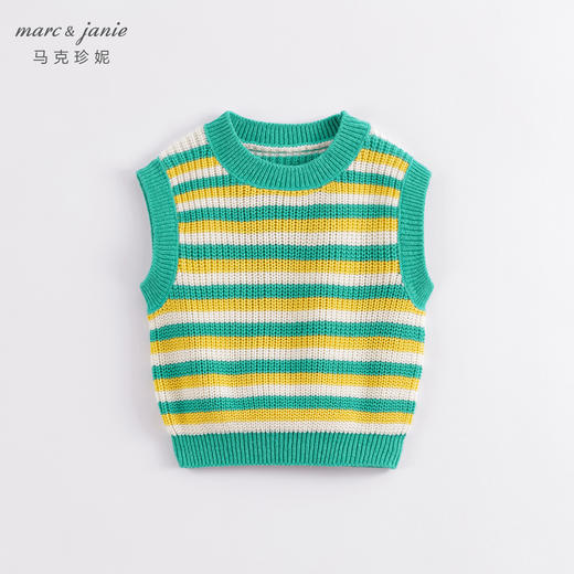 马克珍妮春装新款 女童撞色条纹针织马甲 儿童背心230188 商品图2