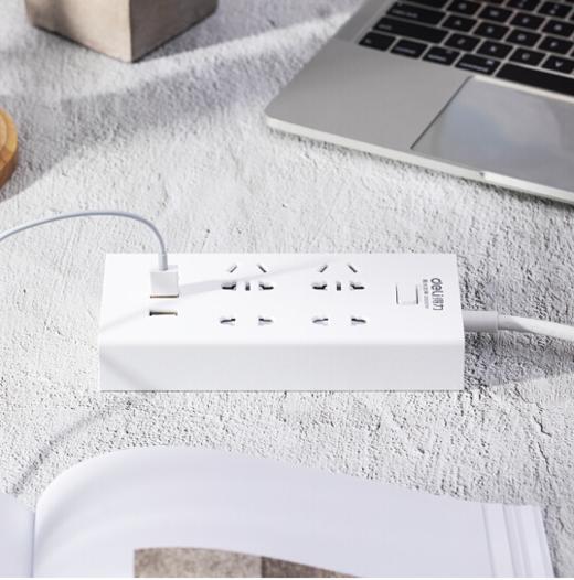 得力T18281延长线插座（带电源适配器）(白) 商品图1