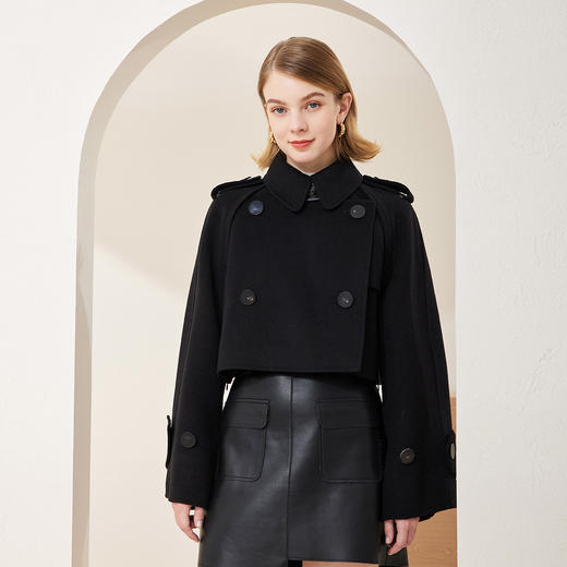 [MD906]斯尔丽瑟俪2022年冬上新短款风衣式大衣外套 商品图1