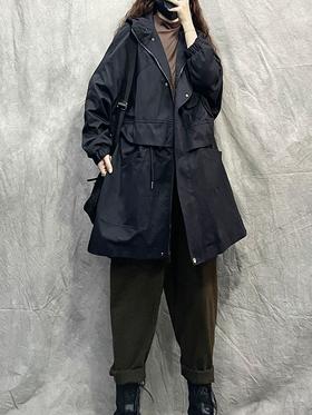 韩派菲儿加绒中款抽绳外套（大布衣）