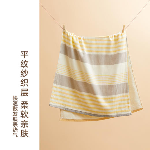 日本 HOYO厚祐 布艺横条浴巾 绿色/黄色 双生云织 商品图4
