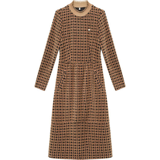 QYM-HSY-I22C721-Y 加厚貂绒连衣裙时尚新款针织连衣裙仿貂绒中长款打底保暖A字裙 商品图4