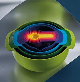 英国Joseph Joseph 彩虹套碗盆9件套烘焙碗 沥水洗菜篮 乔迁礼物