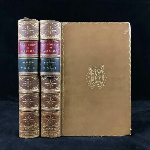 札尼斯朵夫工坊特装本！含藏书票！1865年 普雷斯科特《墨西哥征服史》（全2卷） 1幅肖像插图 全真皮精装大32开 商品图0