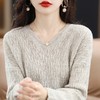 22冬季新款100羊毛镂空V领纯色百搭显瘦长袖内搭通勤套头休闲女QP-11-4-YM059 商品缩略图0