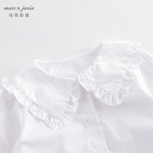 马克珍妮春装新款 女童纯棉花边领衬衫 儿童衬衣230360 商品图4