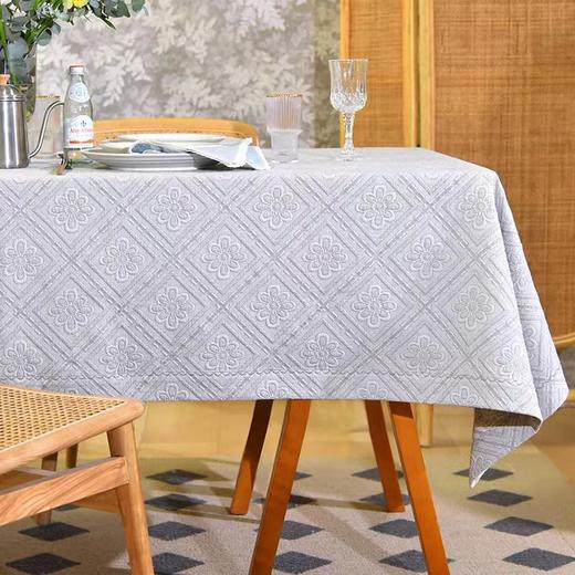 马其顿系列长方形桌布菱形浮雕印花精致台布 商品图0