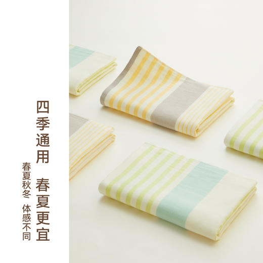 日本 HOYO厚祐 布艺横条浴巾 绿色/黄色 双生云织 商品图5