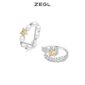 ZEGL设计师猫猫杂货铺系列猫咪珍珠套戒